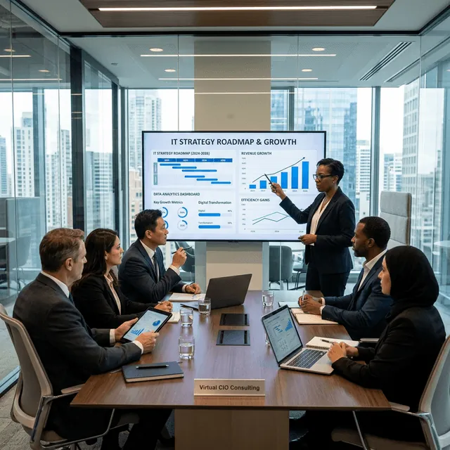Executives reviewing strategic IT roadmaps