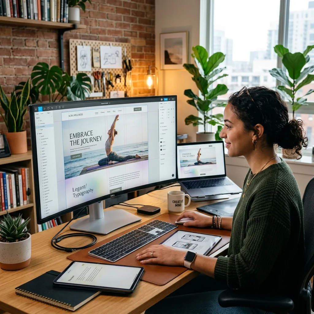 Digital creator designing a beautiful modern web page